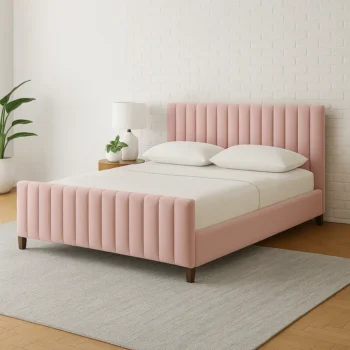 Modern Channel Upholstered Bed with  Headboard