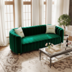 Emerald 3 Seater Velvet Green Ripple Sofa