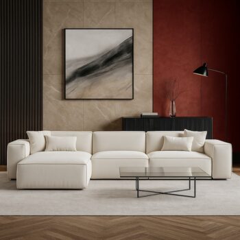 Ivory Corner 3 Seater L-Shape Sofa