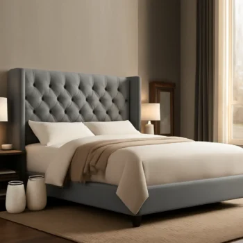 Button Tufted Upholstered Bed
