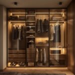 Luxury Glass Door Wardrobe with LED Lighting
